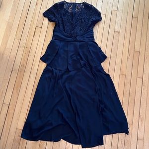 NWT Roaman's Two-piece Navy Fancy Top and Skirt